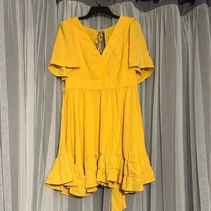 Sunny Yellow Ruffle Hem Dress